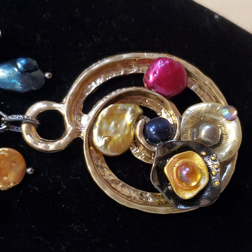 Talbots Multi-Colored Circle Design Statement Nec… - image 4